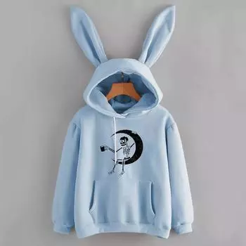 Women s Casual Cap Drawstring Print Long Sleeve Hooded Sweatshirt XL