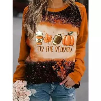 Женская повседневная толстовка с круглым вырезом и длинными рукавами на Хэллоуин S