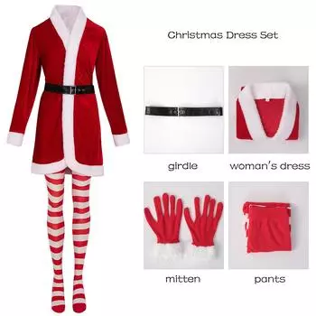 Women s Casual Fashion Christmas Party Dress Set L красный