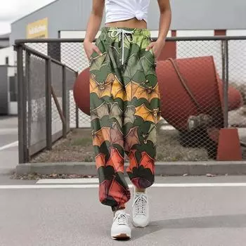 Women s Casual Fashion Halloween Printed Leisure Pants Sweatpants Trousers Drawstring Elastic Waist Drawstring Drawstring Pants L армия зеленый