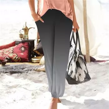 Women s Casual Fashion Print Straight Leg Pants Pants With Pockets M
