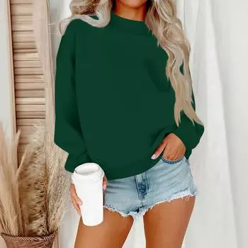 Women s Casual Fashion Round Neck Long Sleeve Sweatshirt With Pockets L