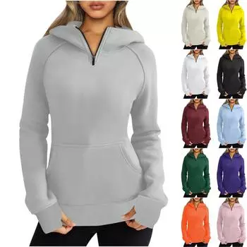 Женские повседневные модные однотонные пуловеры с длинными рукавами, толстовки с капюшоном L синий