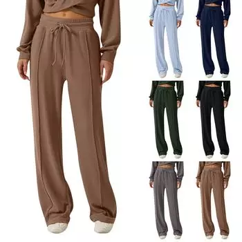 Women s Casual Fashion Solid Colour Pants Trousers Sweatpants With Pockets L чёрный