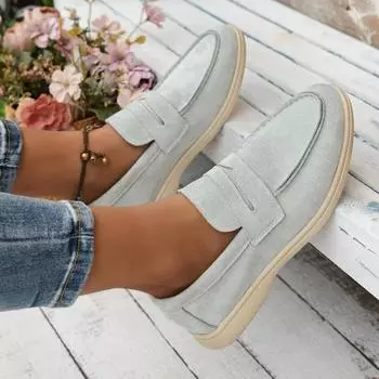 Women s casual flat loafers with stylish and comfortable muffin bottom 35 хаки