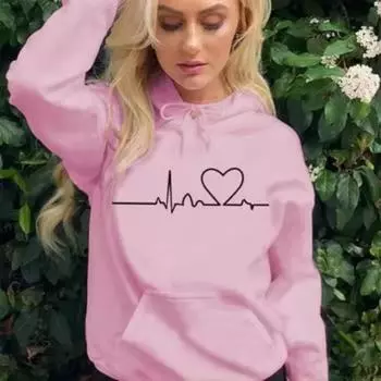 Женская повседневная толстовка с капюшоном Осень/Зима Heartbeat 3D Print Мужская свободная толстовка с капюшоном для пары Женская толстовка с капюшоном Уличная одежда S жёлтый