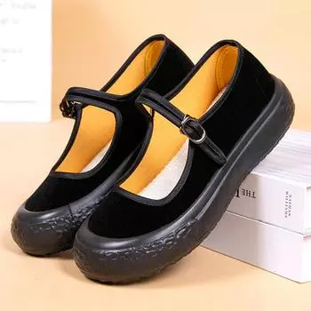 Women’s Casual Lightweight Canvas Shoes Lady’s Fashion Solid Loafers Shoes Slip-on Comfortable Chunky Shoes for Summer 35 чёрный