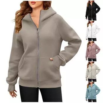 Женский повседневный топ с длинными рукавами, однотонная толстовка на молнии с рукавами реглан L чёрный