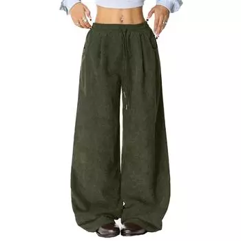 Women s Casual Loose Comfortable Fashionable Solid Color Wide Leg Pants M
