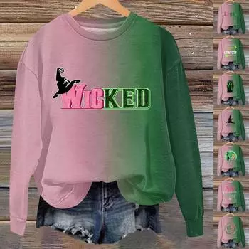 Женская повседневная свободная толстовка с круглым вырезом и длинными рукавами L армия зеленый