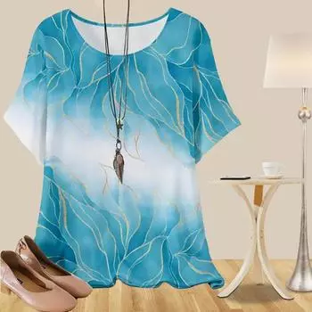 Женская повседневная свободная весенняя рубашка, женские топы с коротким рукавом и принтом в виде цветных лепестков реки XS синий