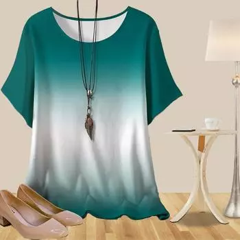 Женская повседневная свободная весенняя рубашка, женские топы с коротким рукавом и ярким цветным блоком с принтом XS синий