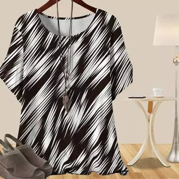 Женская повседневная свободная весенняя рубашка, женские топы с коротким рукавом и диагональными полосками XS синий