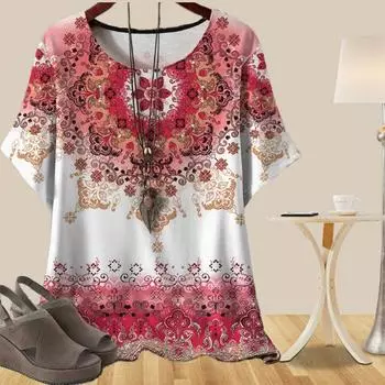 Женская повседневная свободная весенняя рубашка, женские топы с коротким рукавом и принтом в виде капель воды в стиле ретро XS розовый