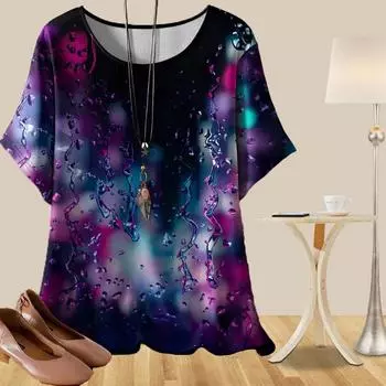 Женская повседневная свободная весенняя рубашка, женские топы с коротким рукавом и принтом в виде капель воды XS жёлтый