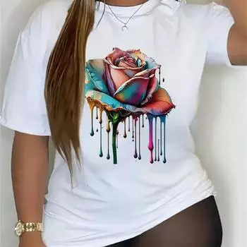 Women s Casual O Neck Head Printed T-shirt O Neck Short Sleeve Cotton Tops S