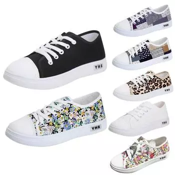 Women s Casual Printed Lace-Up Canvas Shoes 40 зелёный