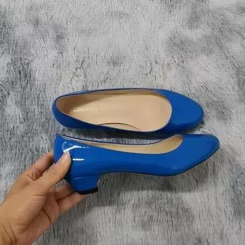 Женские повседневные туфли-лодочки с острым носком, удобные балетки на толстом каблуке, туфли-лодочки на низком каблуке для офиса, туфли-лодочки для женщин 35 красный