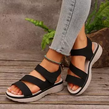 Women s Casual Sandals 2025 Summer Wedge Heels Designer Comfortable Thick-soled Sandals Vintage Open-toe Women s Beach Slippers 36