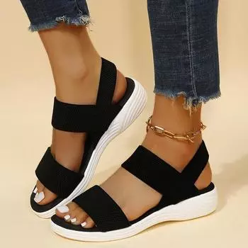 Women s Casual Sandals Fashion Elastic Band Buckle Trifle Bottom Women s Sandals Plus Size Summer Ladies Outdoor Beach Sandals 36 темно-коричневого
