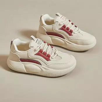 Women s Casual Shoes Flat Bottom Comfortable Color Matching Shoes for Women Running Women Sneakers Board Shoes Autumntime 35 вино красного