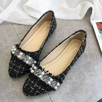 Women s Casual Shoes Ladies Luxury Loafers For Women Trends Summer 2024 Flat Pointed Toe Social Walking Outdoor Female Shoes 35 чёрный