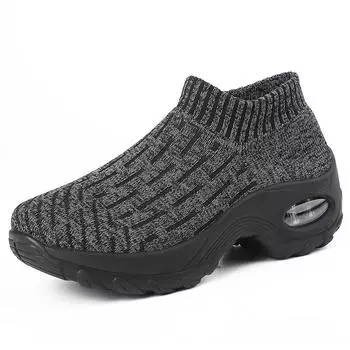 Women s casual sports shoes breathable non-slip lightweight pure color lace-up increase thick sole walking loafer women s shoes 35