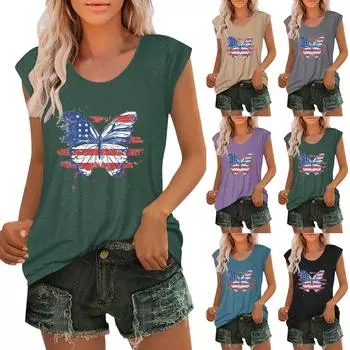 Women s Casual Top V-neck Print Loose Pullover Short Sleeve T-shirt L чёрный