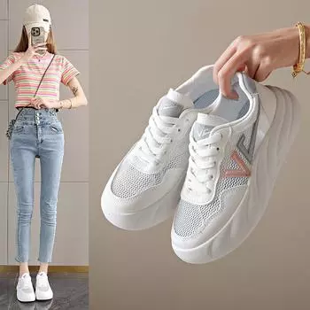 Женские повседневные кроссовки Весна Лето Женские кроссовки для ходьбы Обувь Женская Мода Дышащие на шнуровке Спортивная обувь Для обуви Для женщин 35