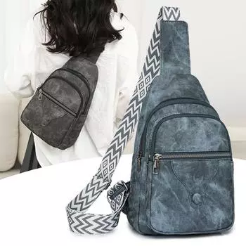 Женская нагрудная сумка, повседневная сумка через плечо, женская сумка через плечо из мягкой кожи в стиле ретро синий