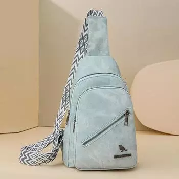 Женская нагрудная сумка из мягкой кожи, легкая сумка через плечо, дорожная сумка синий