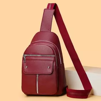 Женская нагрудная сумка из мягкой кожи, сумка через плечо, сумка через плечо, большая вместимость, сумка для мобильного телефона чёрный