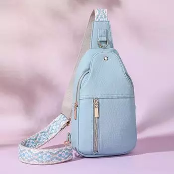 Женская нагрудная сумка из мягкой кожи с несколькими карманами, сумка через плечо для поездок на работу и обратно светло-синий