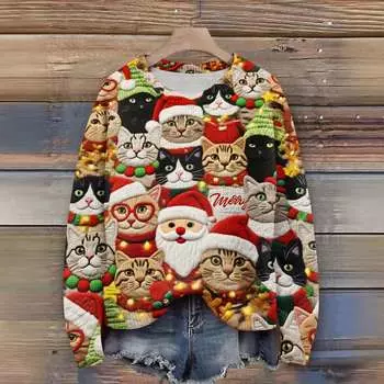 Women S Christmas Sweater Cute Fun Christmas Sweater Fall And Winter Long Sleeve Knitted Sweater L