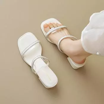 Женские толстые тапочки на высоком каблуке 34 чёрный