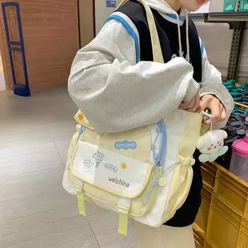 Женская сумка-тоут большой вместимости, студенческая мультяшная сумка на плечо, сумочка, сумка через плечо с кошельком для монет белый