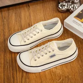 Women s Classic Black Canvas Shoes Spring Flat Shoes Student Sneakers Girls Skateboard Vulcanized Tennis Womans 35 бежевый