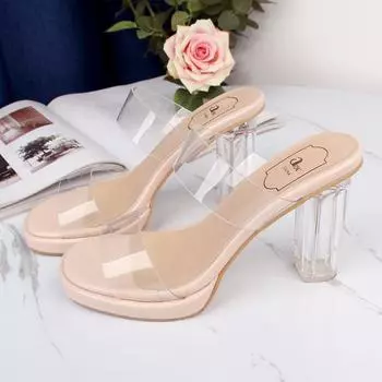 Women s Clear High Heels 2024 Summer New Woman Fashion Trendy Casual Elegant Banquet Party Elevated Sandals Outdoor Slippers 35