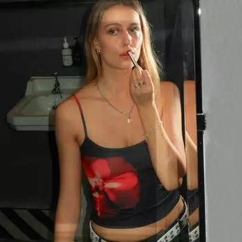 Women s clothing 2025 summer new fashion printing sexy slim-fitting suspender small vest S розовый