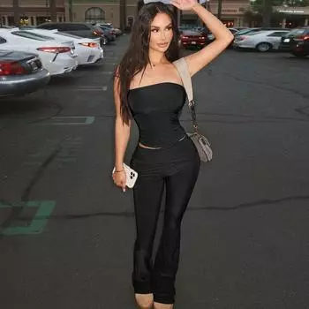 Women s clothing 2025 summer new fashion street shot tube top slim pants women s suit S светло-зеленый