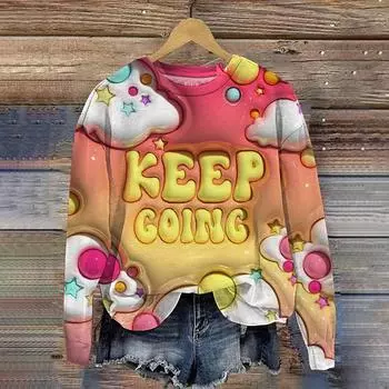 Женская одежда 3D мультяшный принт с буквами O-образным вырезом толстовки 3D печать женская толстовка с капюшоном осенний пуловер Y2k топы модные толстовки S