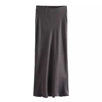 Women s Clothing Fashion Style Fall and Winter Elegant Silk Satin High-Waist Blouse Skirt L
