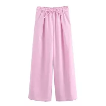 Women s Clothing Fashion Style Fashion Trendy with Belt Linen Pink pants XS