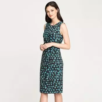 Women s Clothing Print Chubby Girl Thin Elegant Sleeveless Dress Black Blue Dot 2XL