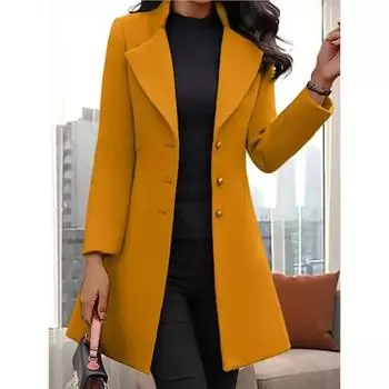 Женские пальто, однотонные куртки средней длины, прямые, однобортные, с воротником-стойкой, верхняя одежда, модная, осень-зима S чёрный