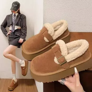 Women s cold-resistant snow boots in the winter of 2025 new retro thick-soled piled thickened warm Boken cotton shoes 35