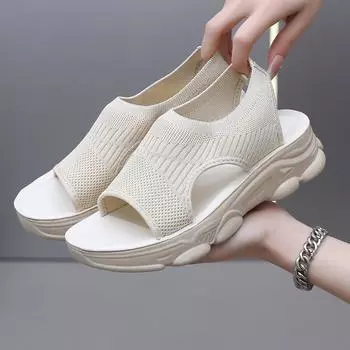 Women s Comfortable Air Cushion Support Walking Sandals Breathable Knit Slingback Platform Shoes 36 розовый