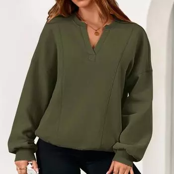 Women s Comfortable And Fashionable Casual Solid Color Long Sleeved Top Sweatshirts L синий