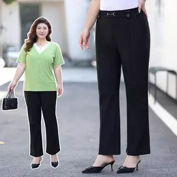 Women s Commuter Drape Casual Pants Spring Large-sized Slimming Flared Pants XL чёрный