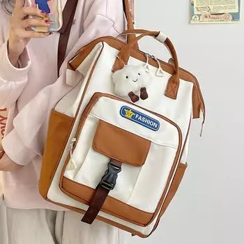 Женский школьный рюкзак контрастного цвета чёрный